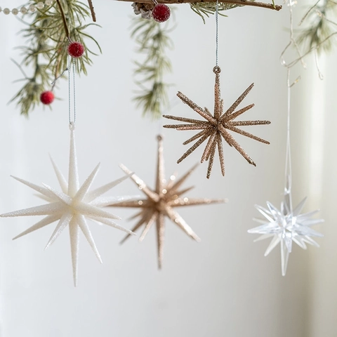 Adornos de Navidad de Estrella Fugaz Centelleantes Colgantes Estrella de Purpurina Decoración de Árbol Fiesta Casa
