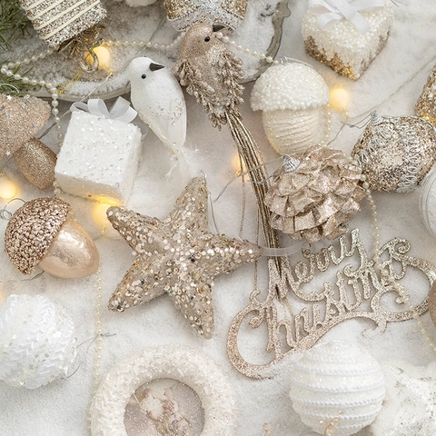 Set Di Palline Di Natale In Schiuma Con Glitter Decorazioni Appese Scintillanti Per Albero Di Natale Festa In Casa