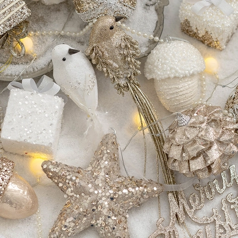 Addobbi Per Albero Di Natale Glitter Schiuma Paillettes Forme Assortite Pendenti Per Decorazioni Di Feste Casa