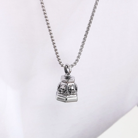 Collana Con Pendente A Campanello Teschio Punk Retrò Per Uomo Acciaio Inossidabile Esagonale Gioielli Gotici Biker