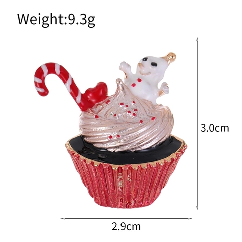 Simpatica Spilla Cupcake Di Natale Lega Smalto Pupazzo Di Neve Bastoncino Di Zucchero Accessorio Per Donne Uomini