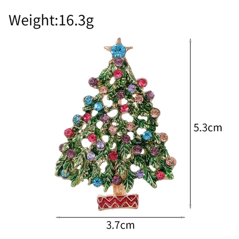 Christmas Tree Brooch Enamel Pin Multi Color Rhinestone Zinc Alloy Badge Festive Jewelry Gift For Women Men