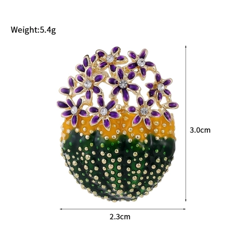 Spilla in Smalto a Forma di Fiore di Cactus per Donna Lega Multicolore Strass Pianta Pin da Risvolto Accessori Gioielli Moda