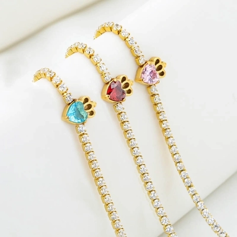 Pulsera de Tenis de Acero de Titanio Chapado en Oro con Corazón y Circonia para Mujer Elegante Colgante de Corona Pulsera Ajustable Regalo