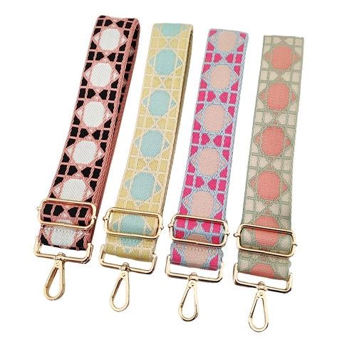 Tracolla Larga Regolabile in Jacquard Trama Geometrica Cannage Sostituzione per Borse a Mano e Tracolle Accessori Donna