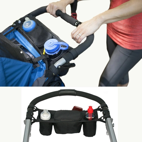 Universele Kinderwagen Organizer Tas Oxford Doek Met Bekerhouders Ritsvak Multifunctionele Opbergruimte Voor Wandelwagen