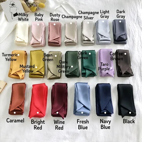 Sciarpa Sottile Tinta Unita Nastro Di Raso Effetto Raso Per Capelli Borse Collo Fascia Accessorio Elegante Minimalista