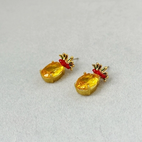 Orecchini a Bottone Pastorali Carini a Forma di Ananas Con Perno in Argento Sterling 925 Giallo Strass Rame Orecchini per Donna Gioielli Regalo