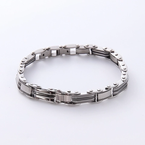 Pulsera De Estilo Mecánico Industrial Para Hombre Acero Inoxidable 304 Cadena Joyería Hip Hop Punk Plata Negro