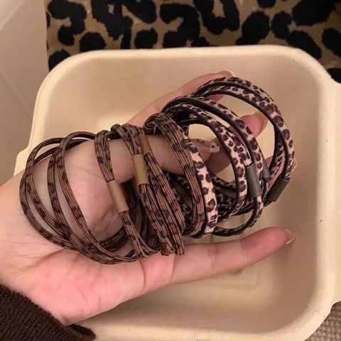 High Elasticity Hair Ties Leopard Print Gingham Pattern Durable Ponytail Holders Elastic Fiber Fabric Hair Ropes