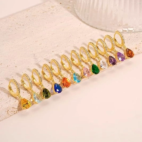 Orecchini a Goccia in Zirconia Placcati Oro per Donna Eleganti Pietre Natali a Pera con Strass Intarsiati Accessori Gioielli da Sposa Regalo