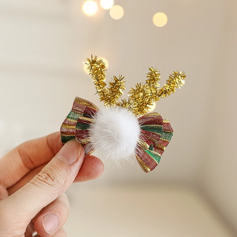 Mollette Per Capelli Di Natale Corna Fiocco Renna Albero Omino Di Pan Di Zenzero Velluto Nastro Peluche Per Donne Ragazze