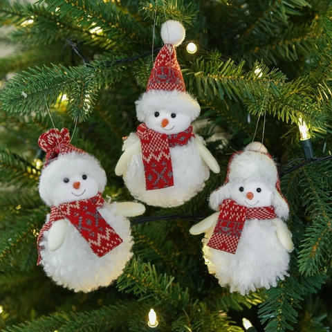Addobbi Per Albero Di Natale Pupazzo Di Neve In Peluche Ciondoli Sciarpa In Maglia Decorazioni Festive Invernali