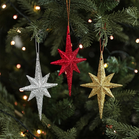 Ornamenti A Stella Di Natale Ciondoli A Stella Esplosiva A Otto Punte In Plastica Decorazione Sospesa Per Albero Di Festa