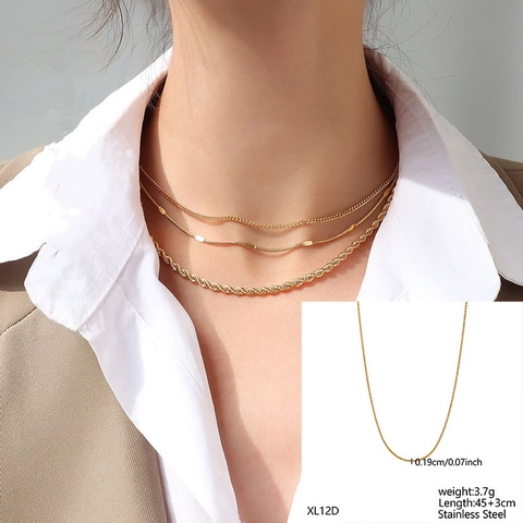 Minimalist Necklace Chain Stainless Steel 18K Gold Plated Snake Box Curb Twist Link Choker For Women Men Simple Jewelry