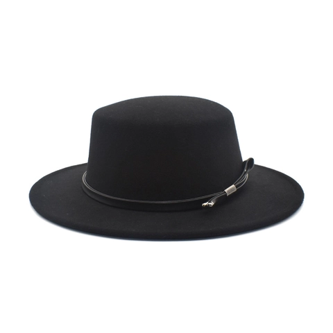 Breitkrempiger Flacher Wollfilzhut Retro Vintage Jazz Fedora Für Herren Damen Dekoratives Band Elegant