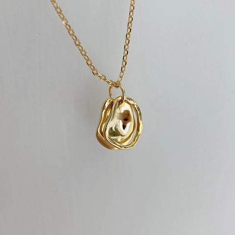 Collana In Argento Sterling 925 Pendente Geometrico Lava Irregolare Gioielli Chic Minimalisti Regalo Donna