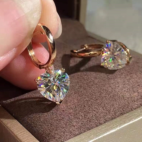 Herzförmige Zirkon Tropfenohrringe Kupfer Roségold Plattiert Elegant Schmuck Für Frauen Verlobung