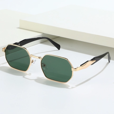 Occhiali Da Sole Retro Con Montatura In Metallo Poligonale Protezione UV400 Lenti PC Vintage Alla Moda Per Uomini Donne