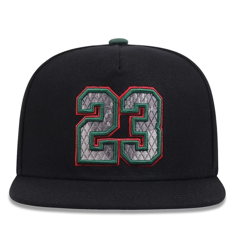 Casquette de Baseball Brodée Numéro 23 pour Hommes Femmes Visière Plate Snapback de Sport Réglable Streetwear à la Mode