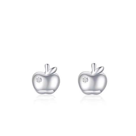 Boucles d'Oreilles Clous Mini Pomme en Argent Sterling S925 Avec Zirconia Brillant pour Femme Bijoux Minimalistes Forme de Fruit