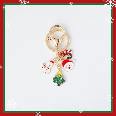 Simpatico Portachiavi in Metallo di Natale in Lega Smalto Babbo Natale Pupazzo di Neve Albero di Natale Pendente Portachiavi per Donna Borsa Gioielli