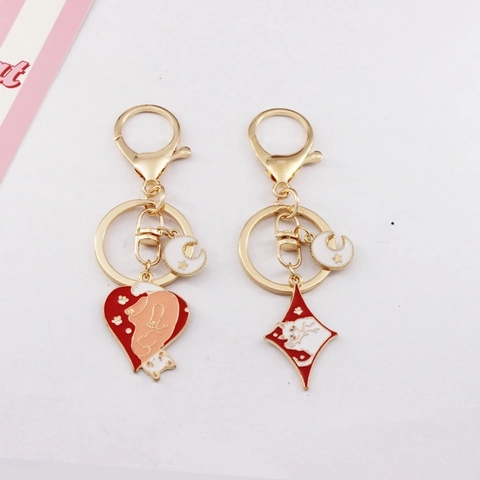 Emaille Katze Schlüsselanhänger Zinklegierung Tasche Anhänger Pik Herz Mond Stern Niedlich Cool Schmuck Für Damen Mädchen