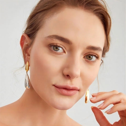 Wassertropfen Ohrringe Edelstahl Vergoldet Stromlinienförmig Minimalistisch Mode Schmuck Für Damen Hochglanzpoliert