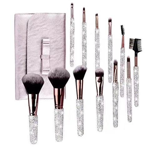 Makeup Brushes Luxury Crystal Rhinestone Handle Synthetic Fiber Bling Glitter Handmade Beauty Tools For Face Eyes