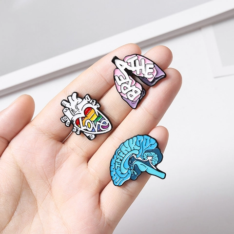 Creative Alloy Organ Brooch Punk Heart Brain Lung Enamel Pins Personalized Badge Clothing Accessories Brooches For Unisex