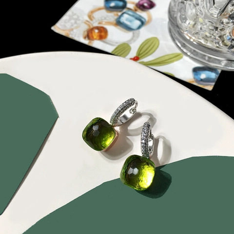 Orecchini a Bottone Morandi Color Caramella Zirconia per Donna Perno in Argento Sterling 925 Strass Gioielli Nudo