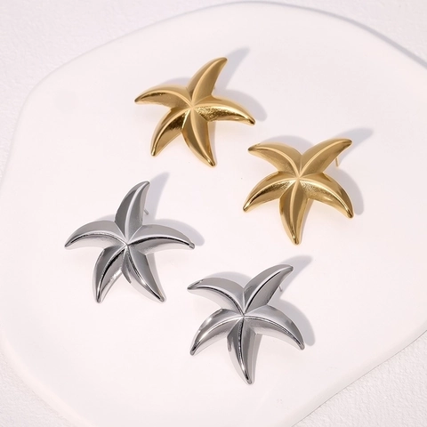 Zeester Oorbellen Roestvrij Staal 18K Verguld Minimalistisch Oceaan Strand Stijl Mode Sieraden Voor Dames