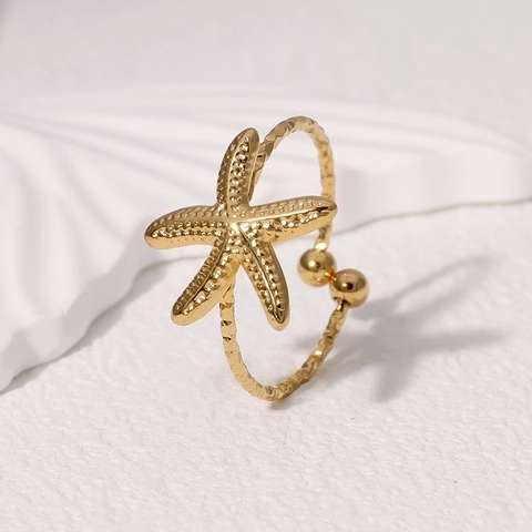 Seestern Ring Edelstahl Verstellbar Offen Meerstern Zierlicher Strand Schmuck Für Damen