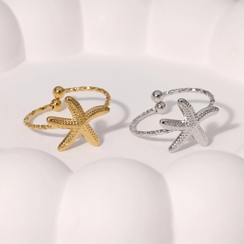 Seestern Ring Edelstahl Verstellbar Offen Meerstern Zierlicher Strand Schmuck Für Damen