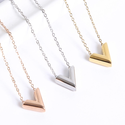 Collana Con Pendente A Forma Di V Moda Titanio Acciaio Inossidabile Catena Da Clavicole Minimalista Gioielli Regalo Donna