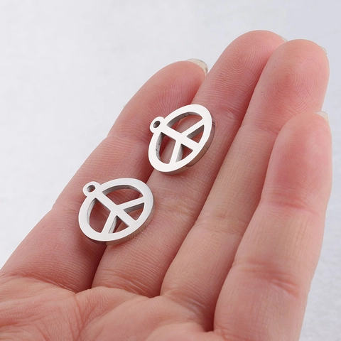 304 Stainless Steel Peace Sign Charms Mirror Polished Round Symbol Pendants For DIY Jewelry Making Necklace Bracelet