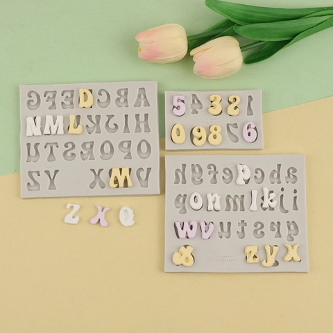 Alphabet Nummer Silikonformen Lebensmittelqualität Für Fondant Kuchen Schokolade DIY Backen Handwerk Groß- Und Kleinschreibung