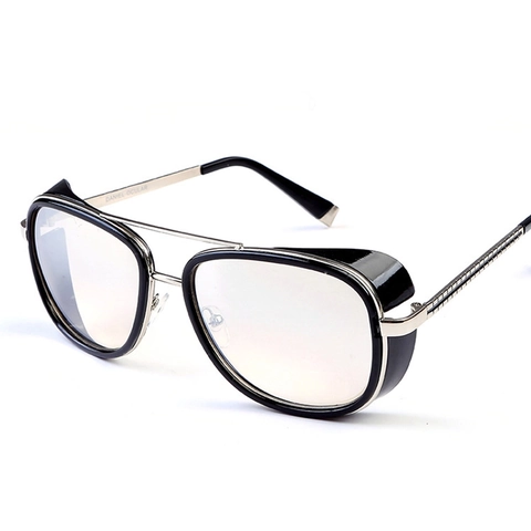 Gafas De Sol Steampunk Retro Aviador Montura De Metal Protectores Laterales Doble Puente Protección UV400 Moda Para Hombres Mujeres