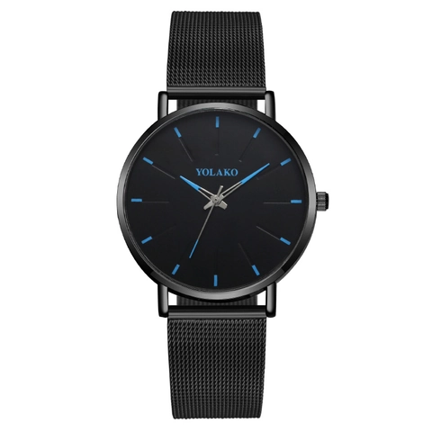 Fashion Men Quartz Watch Minimalist Round Dial Metal Mesh Milanese Band Slim Business Casual Wristwatch Male Jewelry Gift