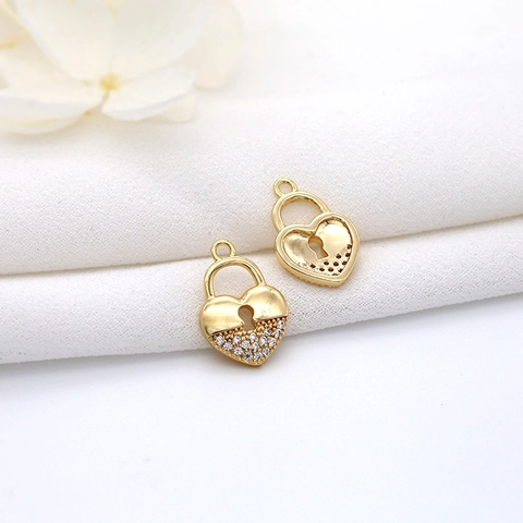 Breloques Pendentifs Laiton Plaqué Or 14K Zircon Coeur Oeil Étoile Pour Fabrication De Bijoux Collier DIY