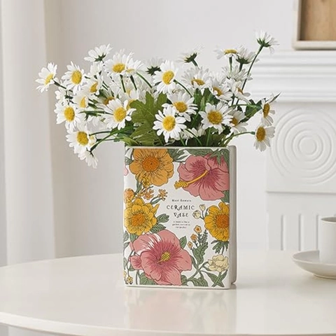 Vase Livre En Céramique Motif Floral Créatif Décoration Bureau Style Nordique Moderne Pot De Fleurs Salon Bureau Décor