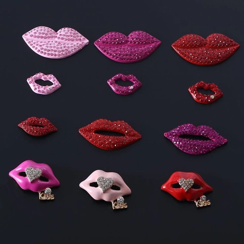 Lippenstift Lippen Geformt DIY Schmuck Anhänger Legierung Strass Emaille Pendants Für Handyhülle Kleidung Deko Accessoire