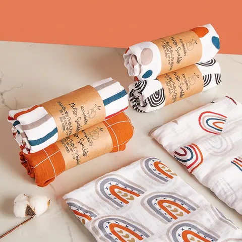 Baby Swaddle Blanket Muslin Cotton Breathable Soft Multiuse Receiving Wrap For Newborns Infants Animals Print