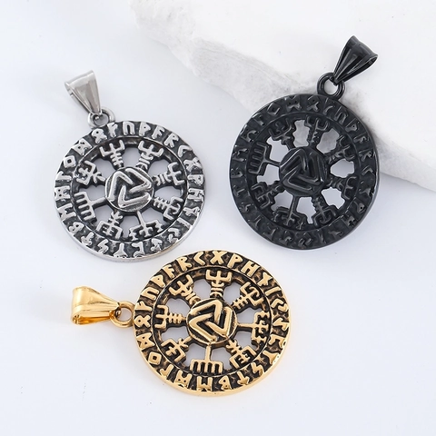 Collar Colgante De Runas Vikingas Nórdico Valknut Vegvisir Brújula Acero Inoxidable Joyería Retro Para Hombres Mujeres