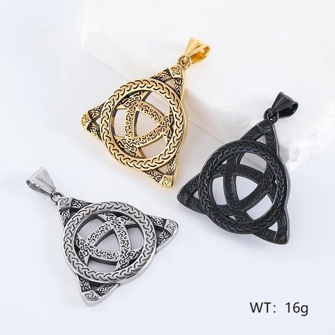 Collana Con Pendente Nodo Celtico Vichingo Acciaio Inossidabile 304 Triquetra Triangolo Gioielli Vintage Per Uomo