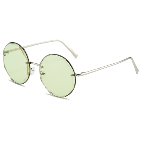 Vintage Runde Randlose Sonnenbrille Metallbügel UV400 Schutz Bunte PC Gläser Für Strandurlaub Mode Unisex