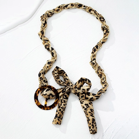 Elegante Cintura a Catena a Vita Intrecciata con Stampa Leopardata da Donna Catena in Metallo Oro con Fibbia Rotonda per Vestito