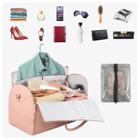 Damen Kleidersack Reisetasche Faltbar Duffel Bag PU Leder Wasserdicht Übernachtungstasche Handgepäck Mit Quasten Dekor