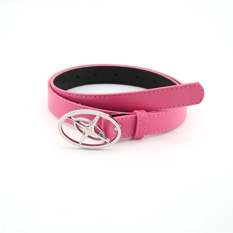 Ceinture Mode Femme Simili Cuir Fine Sangle Taille Étoile Boucle Métal Elliptique Y2K Tendance Accessoire Jeans Décontracté