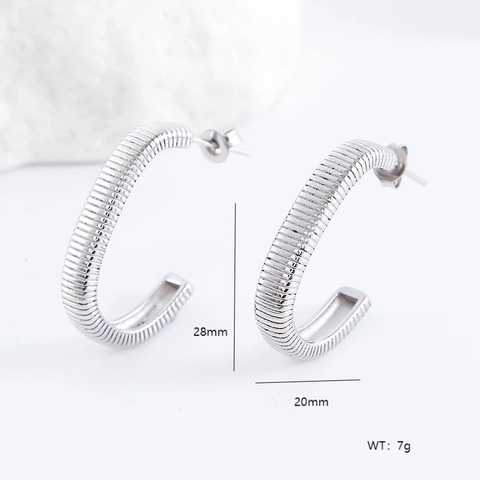 Orecchini A Cerchio A Forma Di C In Acciaio Inossidabile 304 Vintage Per Donna Gioielli In Metallo Con Trama Intrecciata